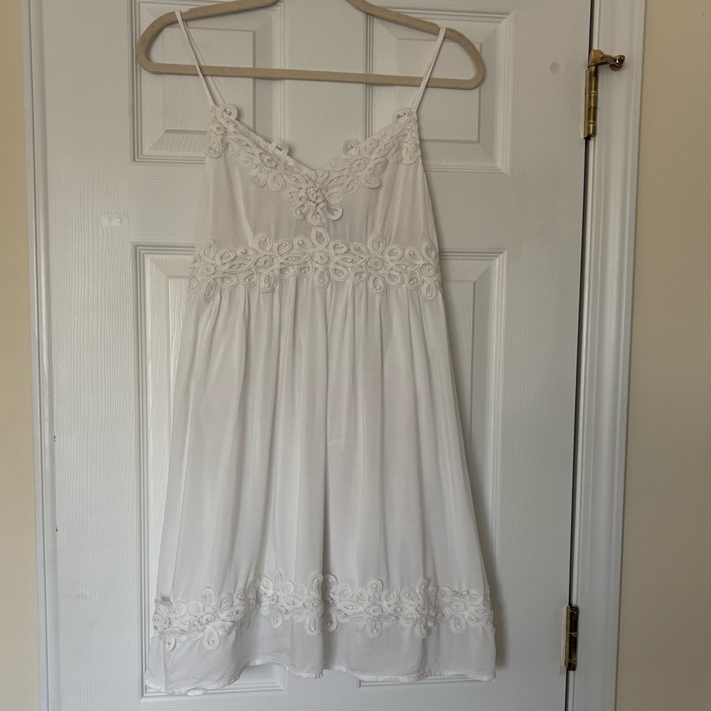 Solemio White Crochet Mini Dress | White | M